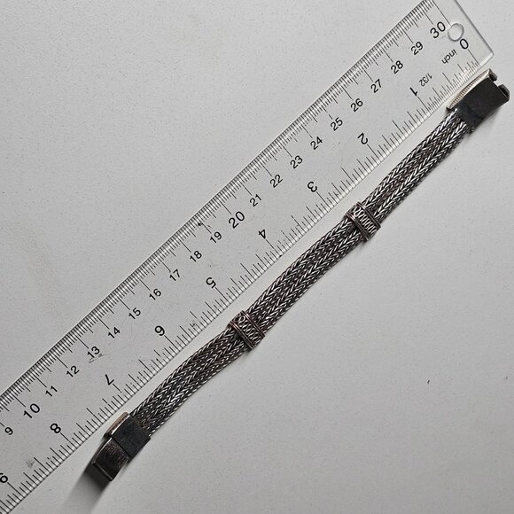 Artisan Sterling Silver 925 Woven Braided Bracelet Decorative Clasp Boho Western - Picture 7 of 11